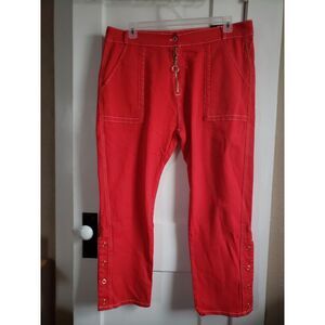 NWT Fashion Nova Red Denim Jeans w/ SIDE SNAPS leg bottom hem ‎ Size 13